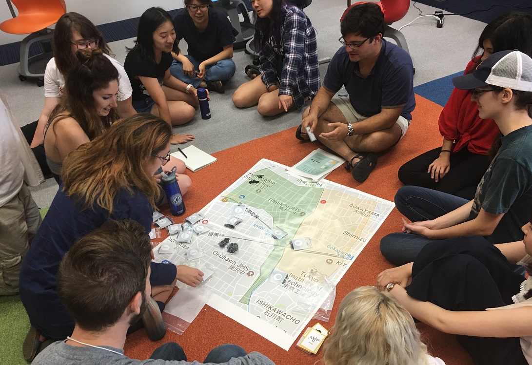 students looking at a map