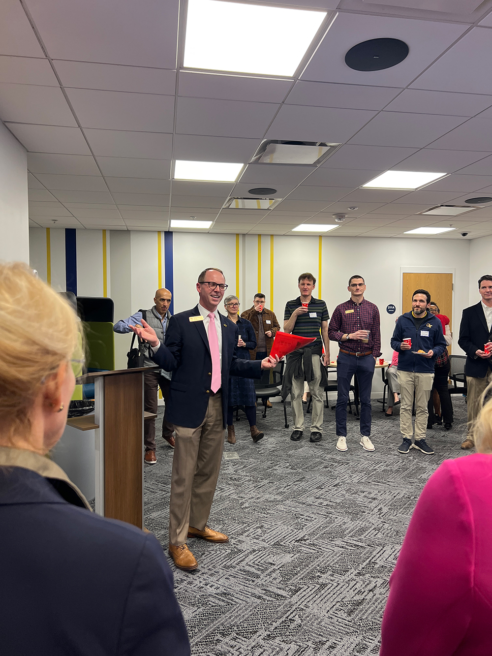 Vice Provost Steven Girardot makes remarks at OUE Clough Open House