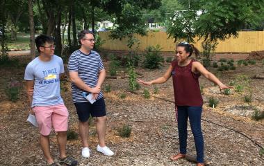 Students in the 2019 cohort of the SLS Summer Internship program touring the Urban Food Forest at Browns Mill.