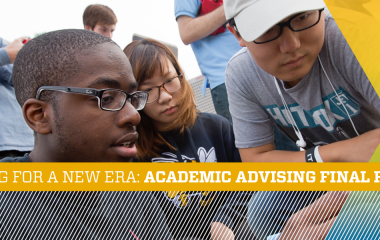 Advising Report banner with students